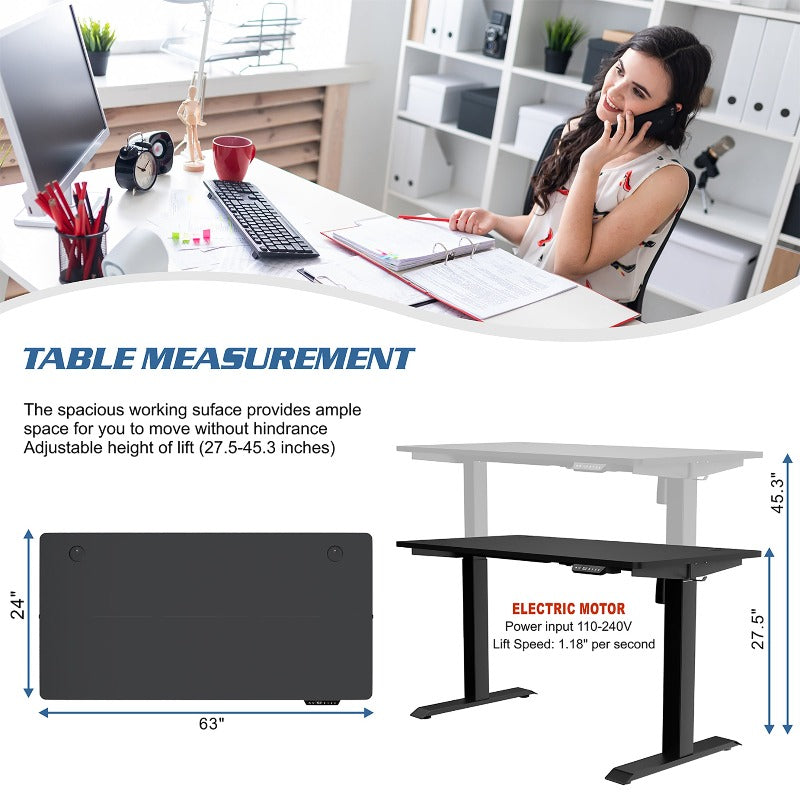 Walsunny Black Electric Office Ergonomic Desk#color_black