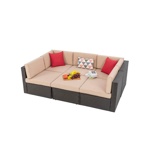 Walsunny 6 Pieces Outdoor Sectional Sofa Set