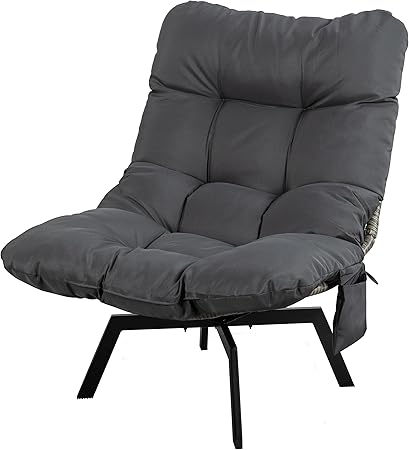 Walsunny Rattan Swivel Chair, 360° Wicker Swivel Chairs with Thickened Cushions & Side Storage, Bohemian Farmhouse Style for Kitchen, Dining Room, Café, Patio, Beige