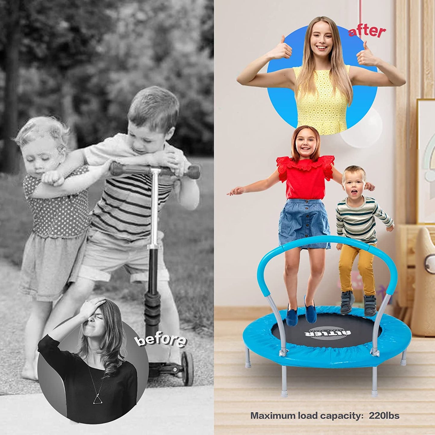 Altler 36-Inch Kids Mini Trampoline