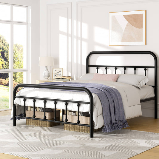 Walsunny Queen Bed Frame with Headboard and Footboard, No Box Spring Needed, Easy Assembly Anti-Slip Support, Storage Space Under the Bed