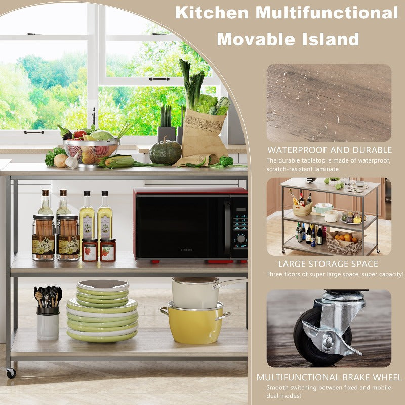 Walsunny 48‘’ Kitchen Multifunction Island & Bar Cart