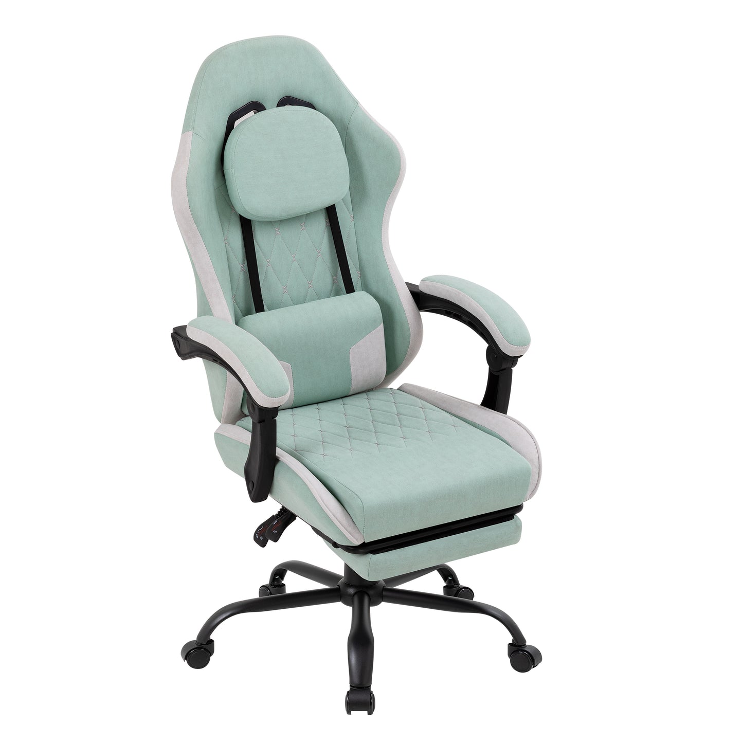 Walsunny Ergonomic Gaming Chair with Massage Lumbar Support, High-Back Office Chair with Breathable Fabric and Adjustable Neck Pillow & Footrest, Reclining Gaming Chair