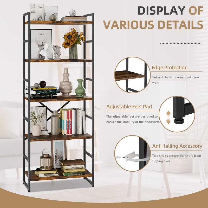 Walsunny 5-Tier Bookshelf