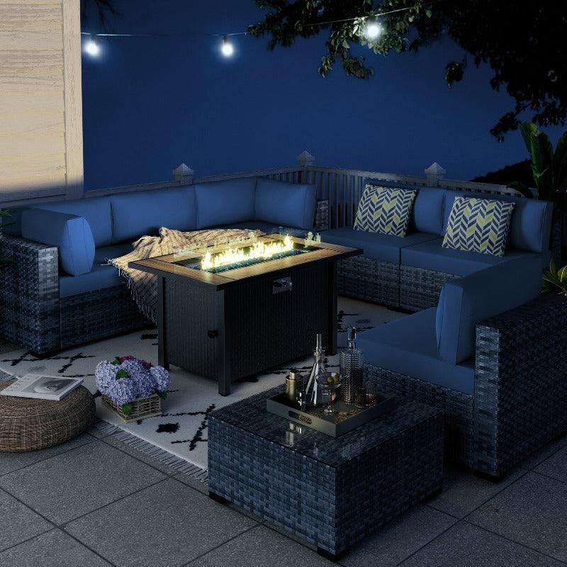 Walsunny 45" Propane Fire Pit Table 50,000 BTU Steel Gas Fire Pit