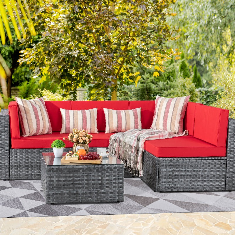 Walsunny Patio Furniture 5 Pieces Outdoor Sectional Sofas