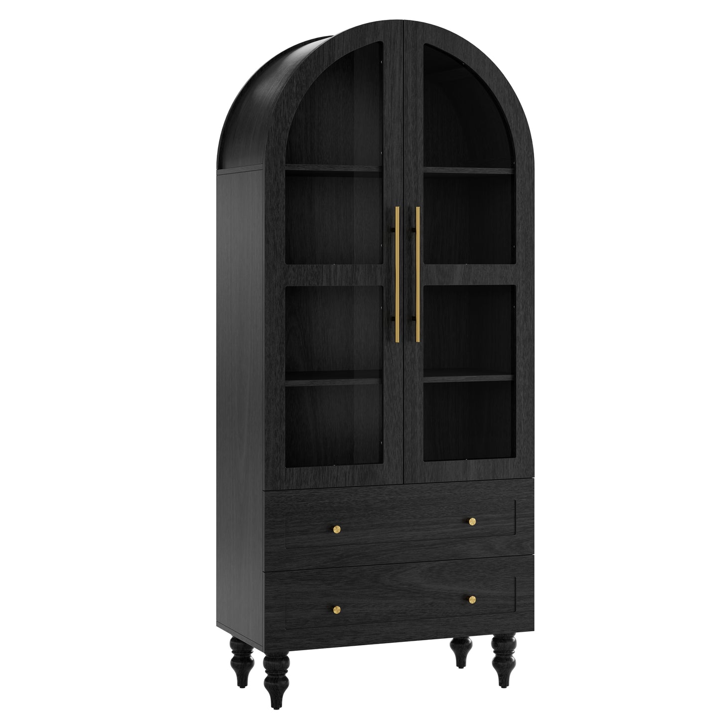 Walsunny 70"Tall Arched Kitchen Pantry,Storage Cabinet with Glass Doors and Adjustable Shelves,Freestanding Kitchen Hutch Cabinet for Dining Room,Living Room,Reading Room