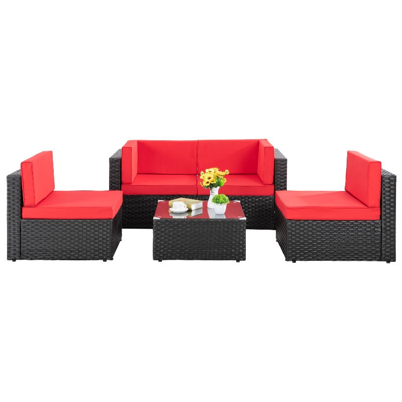 Walsunny Patio Furniture 5 Pieces Outdoor Sectional Sofas