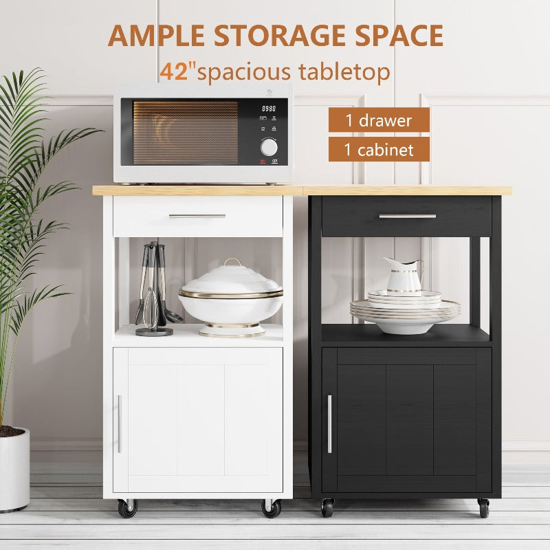 Walsunny 21.65‘’ Rolling Kitchen Island With Solid Wood Top#color_white
