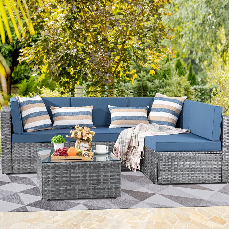 Walsunny Patio Furniture 5 Pieces Outdoor Sectional Sofas