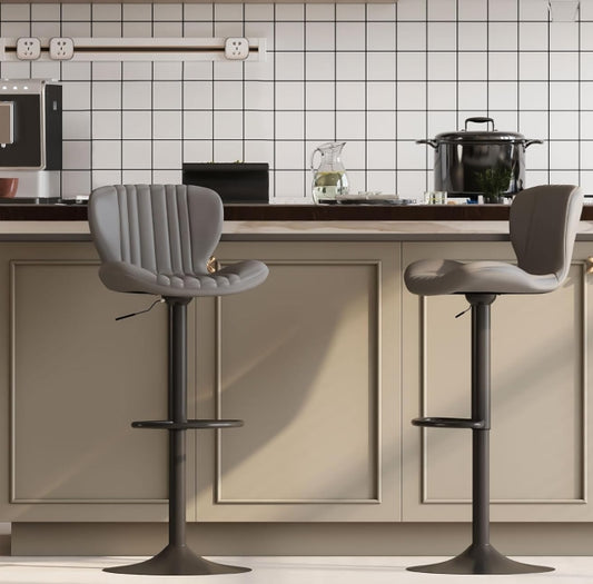 Walsunnny Bar Stools Set of 2, Leather Adjustable Barstools Counter Height Modern Bar Stools, Island Chairs Set of 4 for Kitchen