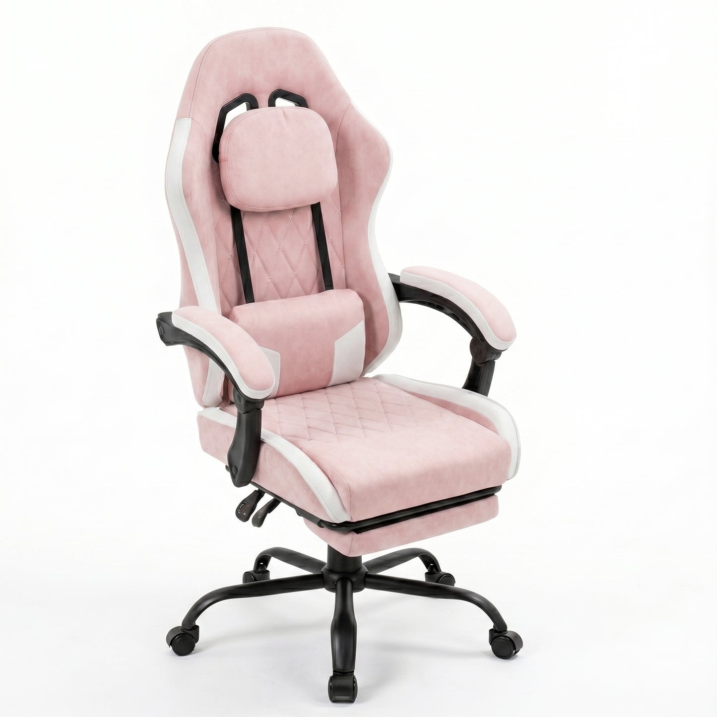 Walsunny Ergonomic Gaming Chair with Massage Lumbar Support, High-Back Office Chair with Breathable Fabric and Adjustable Neck Pillow & Footrest, Reclining Gaming Chair
