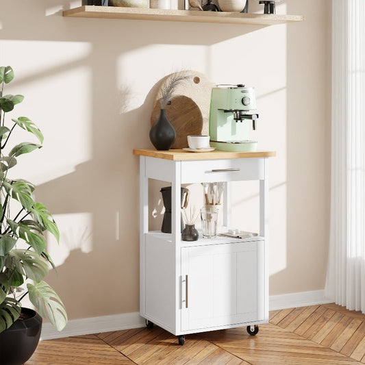 Walsunny 21.65‘’ Rolling Kitchen Island With Solid Wood Top#color_white