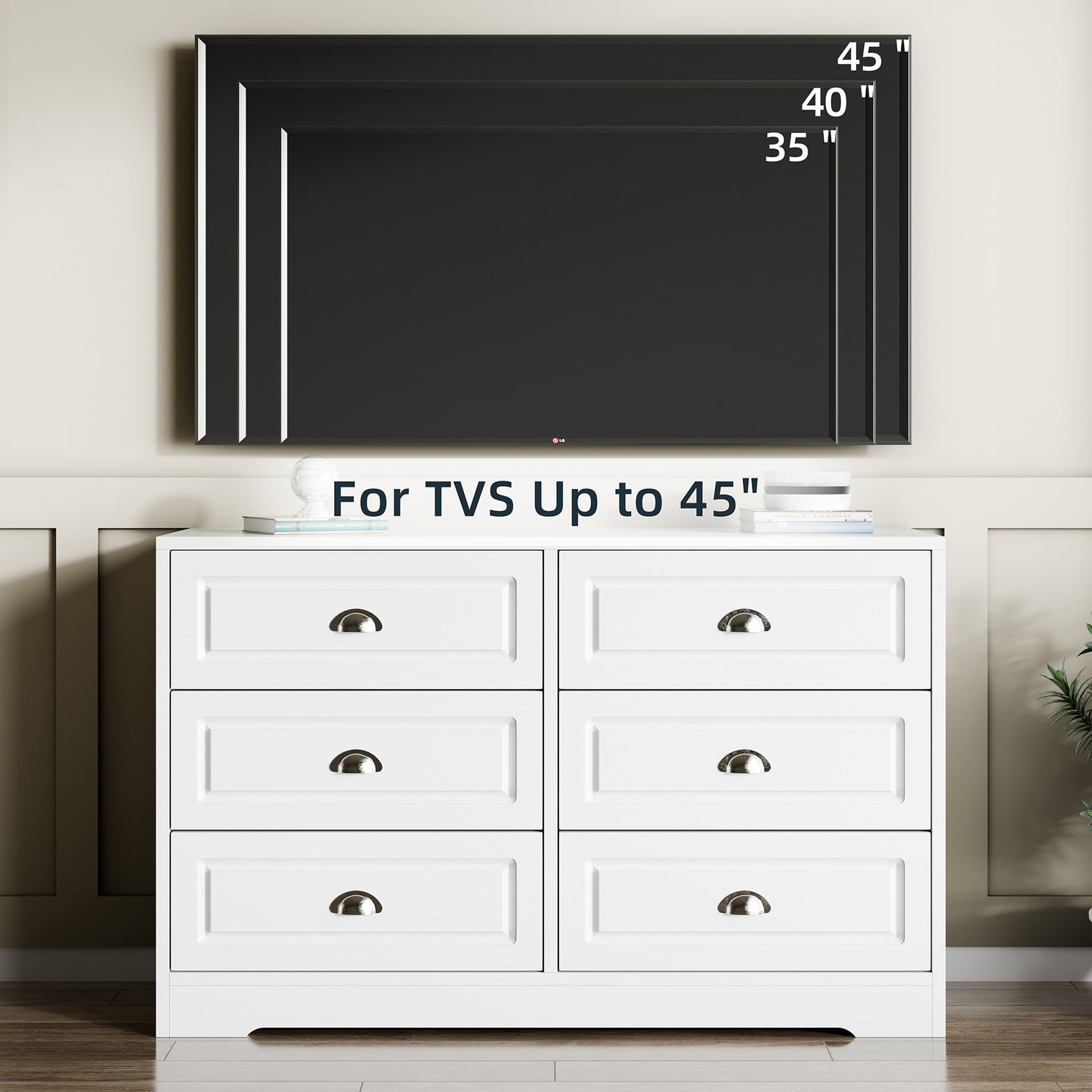 Walsunny 9 Drawer Double Dresser Black Wooden Wide Chest of Drawers with Metal Handles Storage Organizer Dresser Nursery Dresser for Living Room Hallway