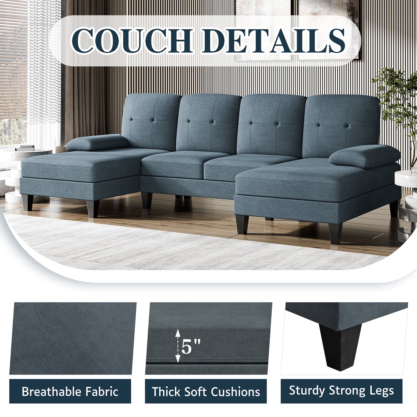 WALSUNNY 106'' Sectional Sofa Couches #color_dark-grey