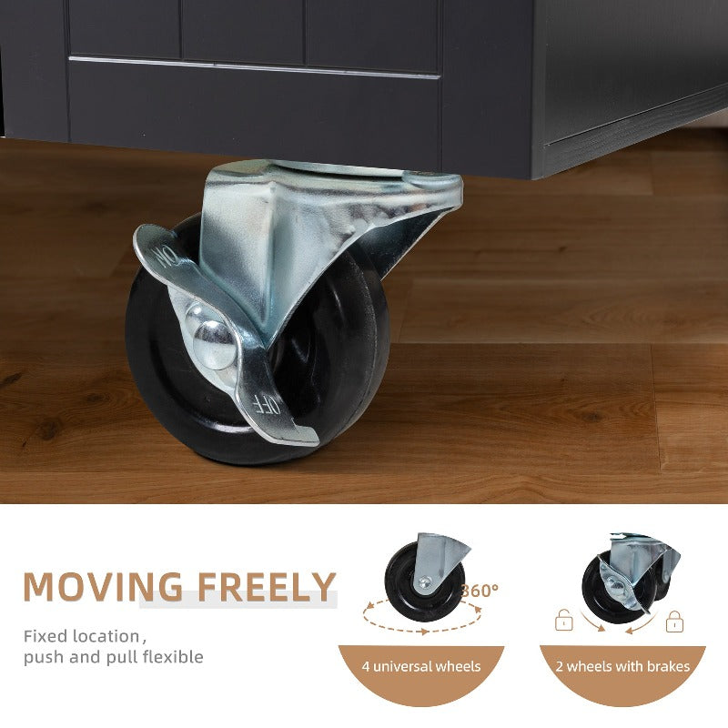 Walsunny 21.65‘’ Rolling Kitchen Island With Solid Wood Top#color_black