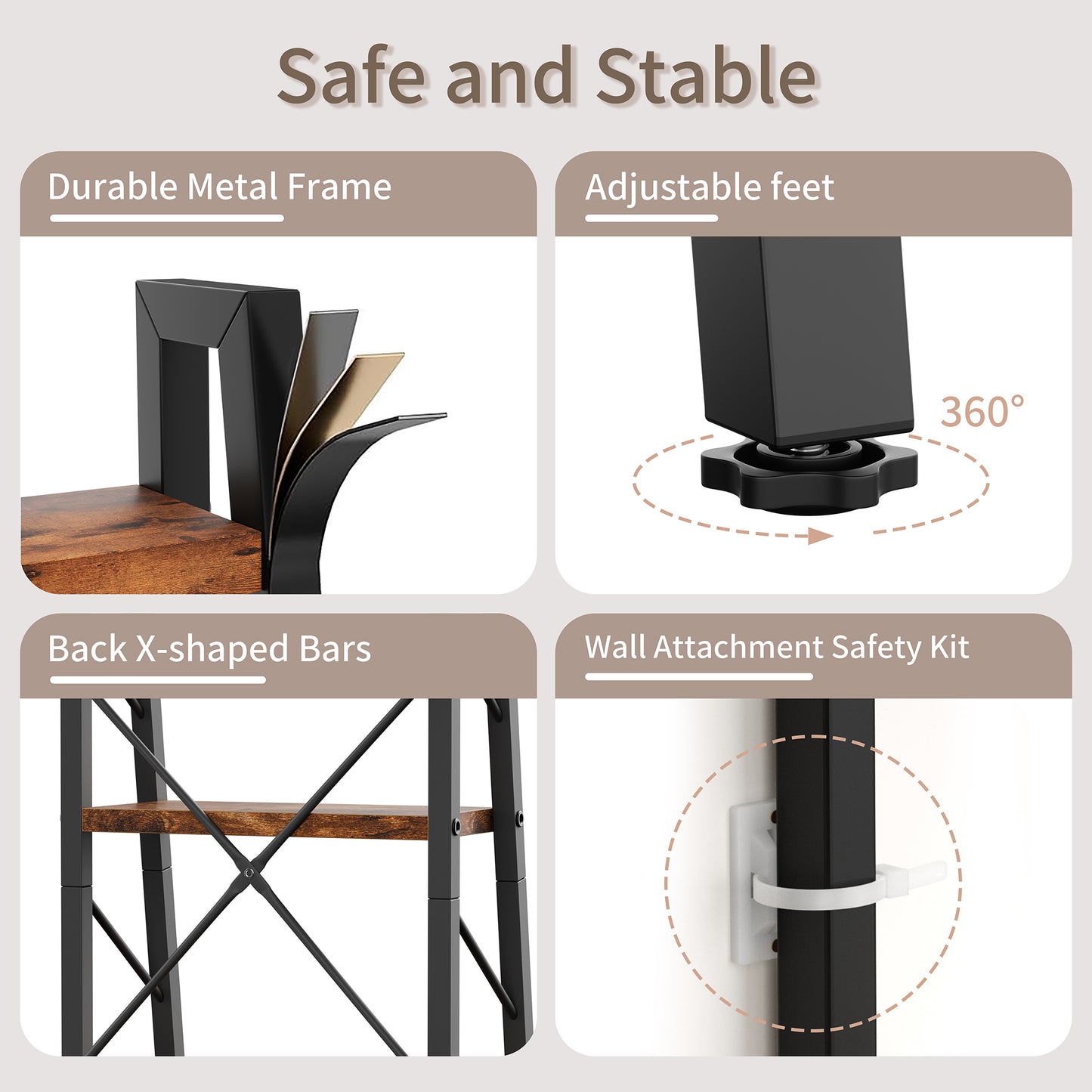 Walsunny Ladder Bookshelf Organizer, Solid Rubberwood Frame, Espresso Finish