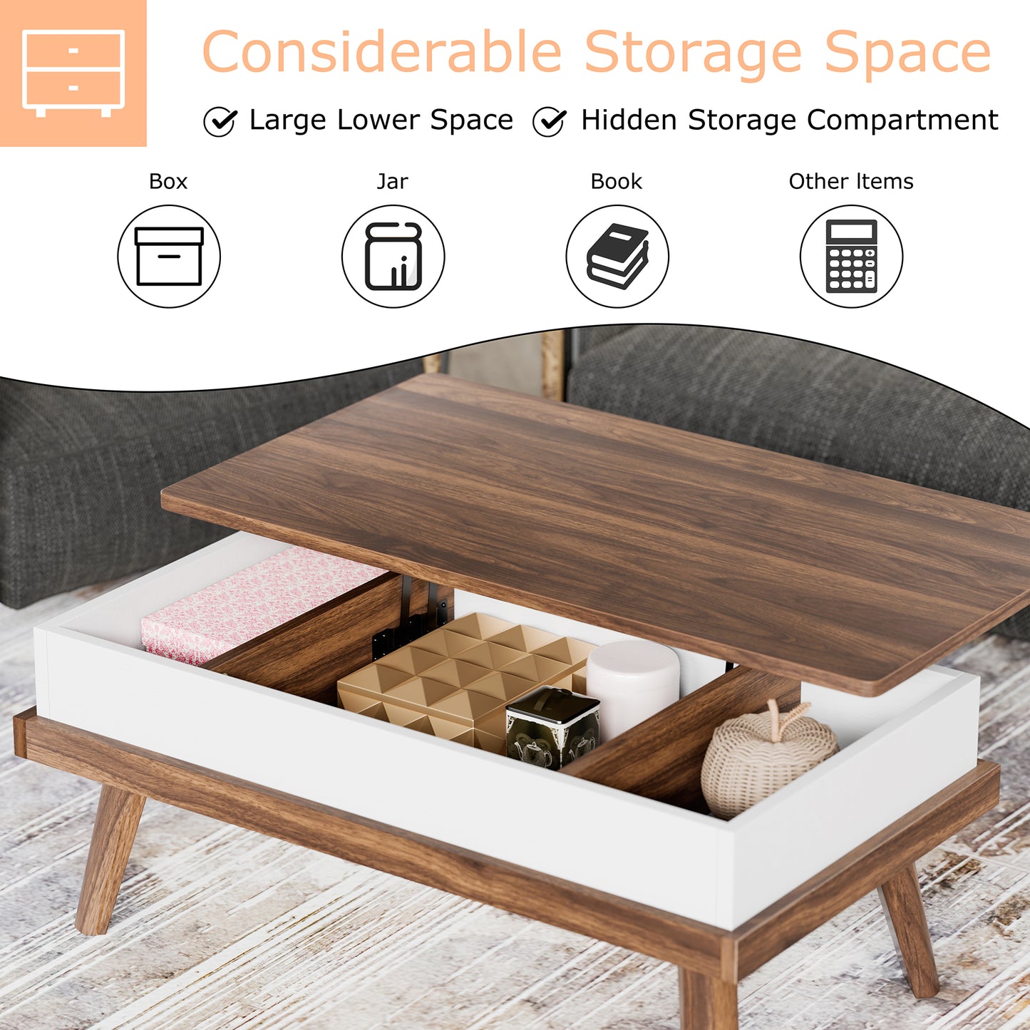 Walsunny Lift Top Wood Coffee Table