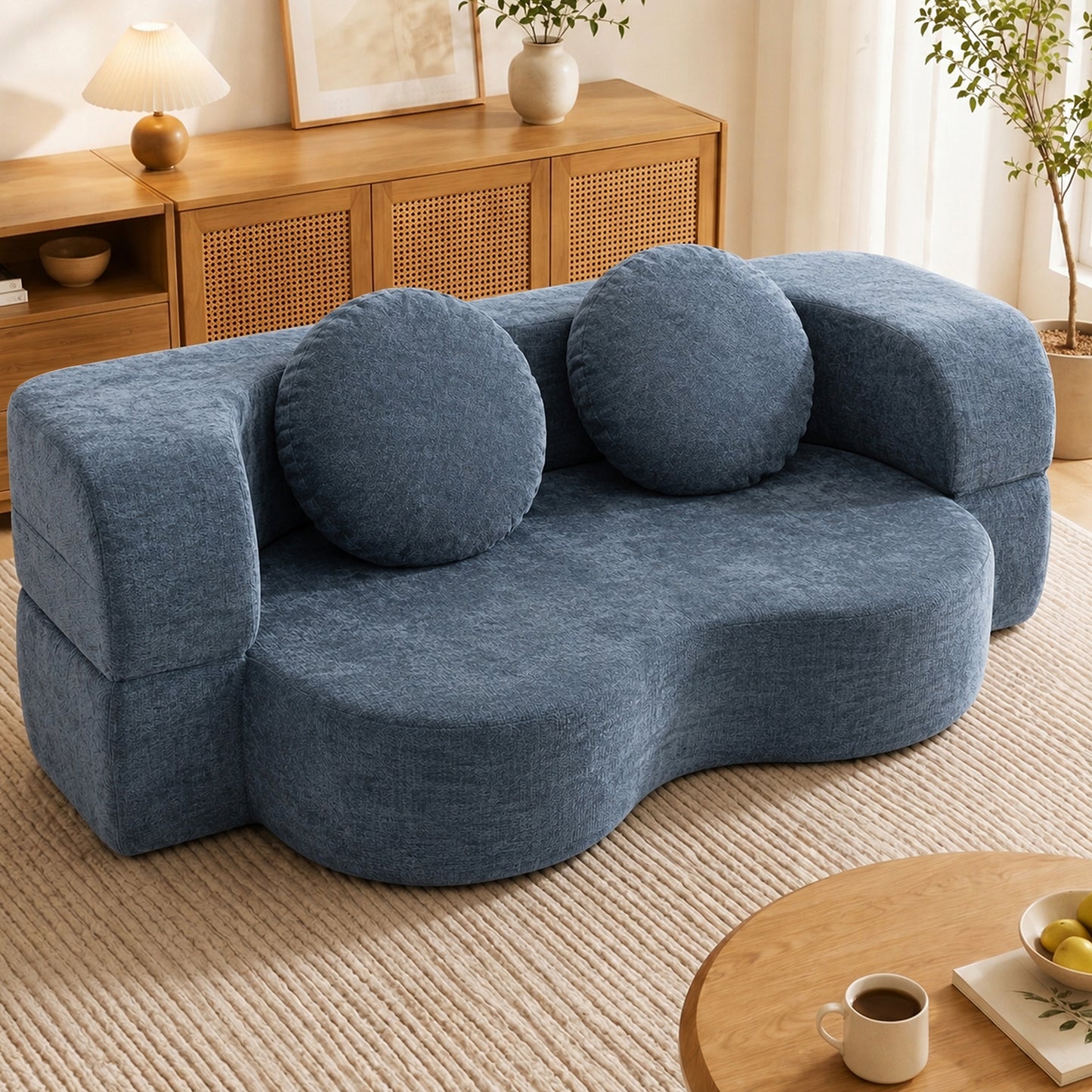 Walsunny 2-in-1 Convertible Futon Sofa Bed, Boneless Foldable Sofa Bed, Lazy Sleeper Sofa Couch, Memory Foam Folding Couch for Living Room, Bedroom
