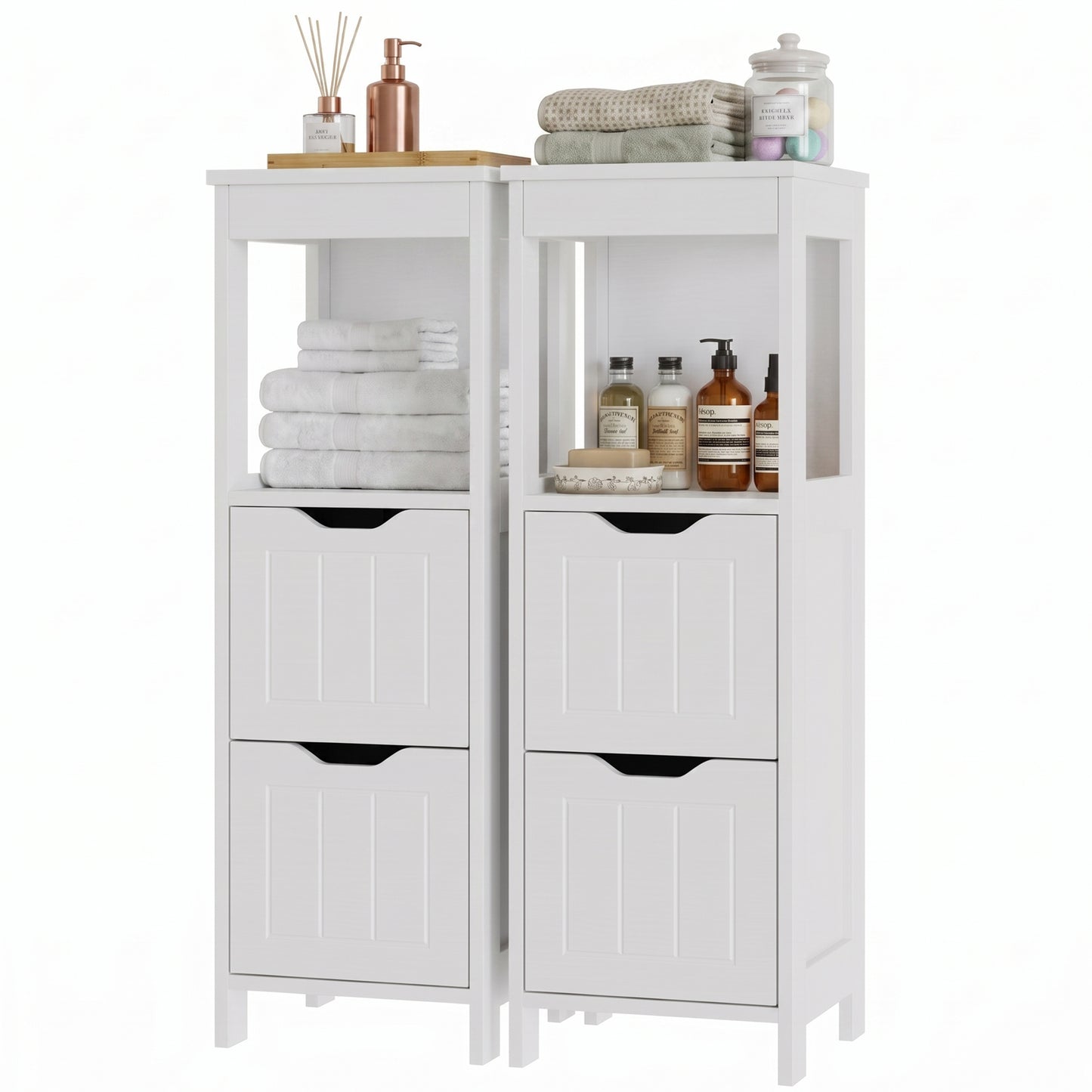 Walsunny Bathroom Storage Cabinets Floor Cabinet Organizer Freestanding Narrow Cabinet with Drawer Open Shelf for Bathroom Laundry