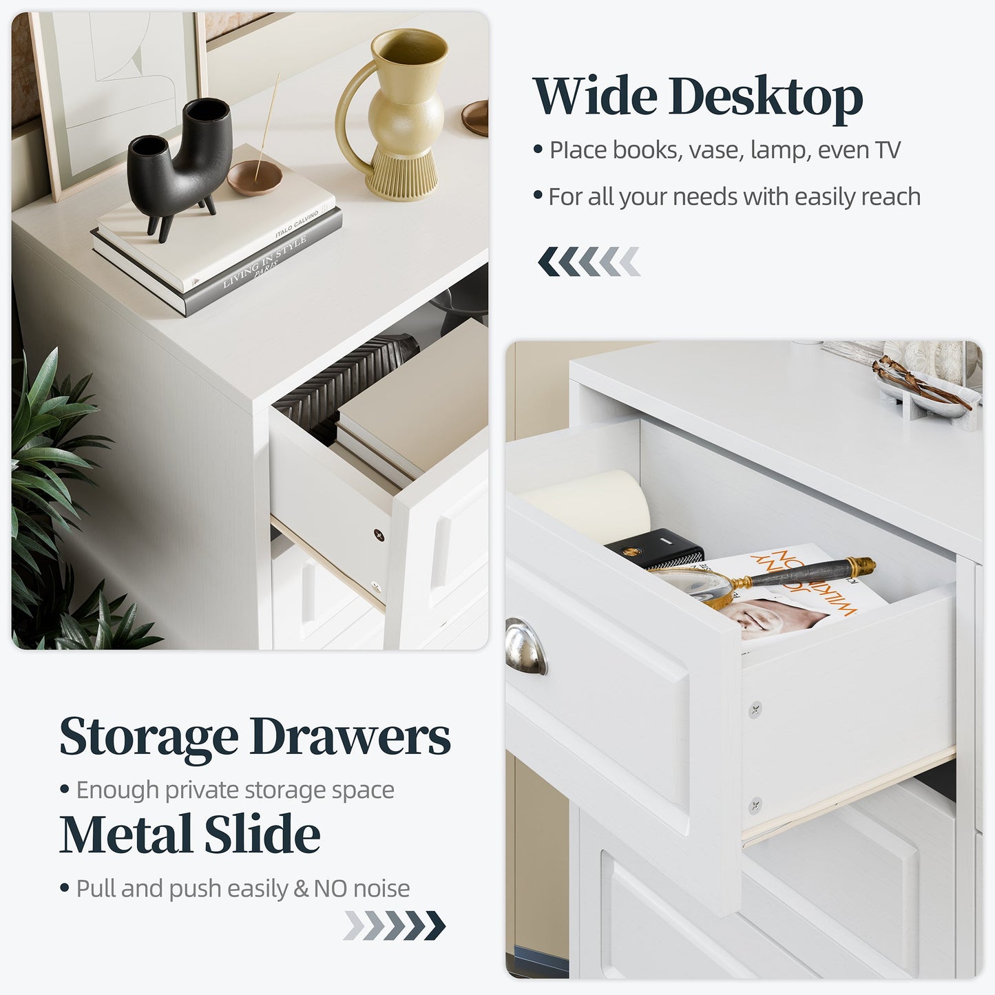 Walsunny 9 Drawer Double Dresser Black Wooden Wide Chest of Drawers with Metal Handles Storage Organizer Dresser Nursery Dresser for Living Room Hallway