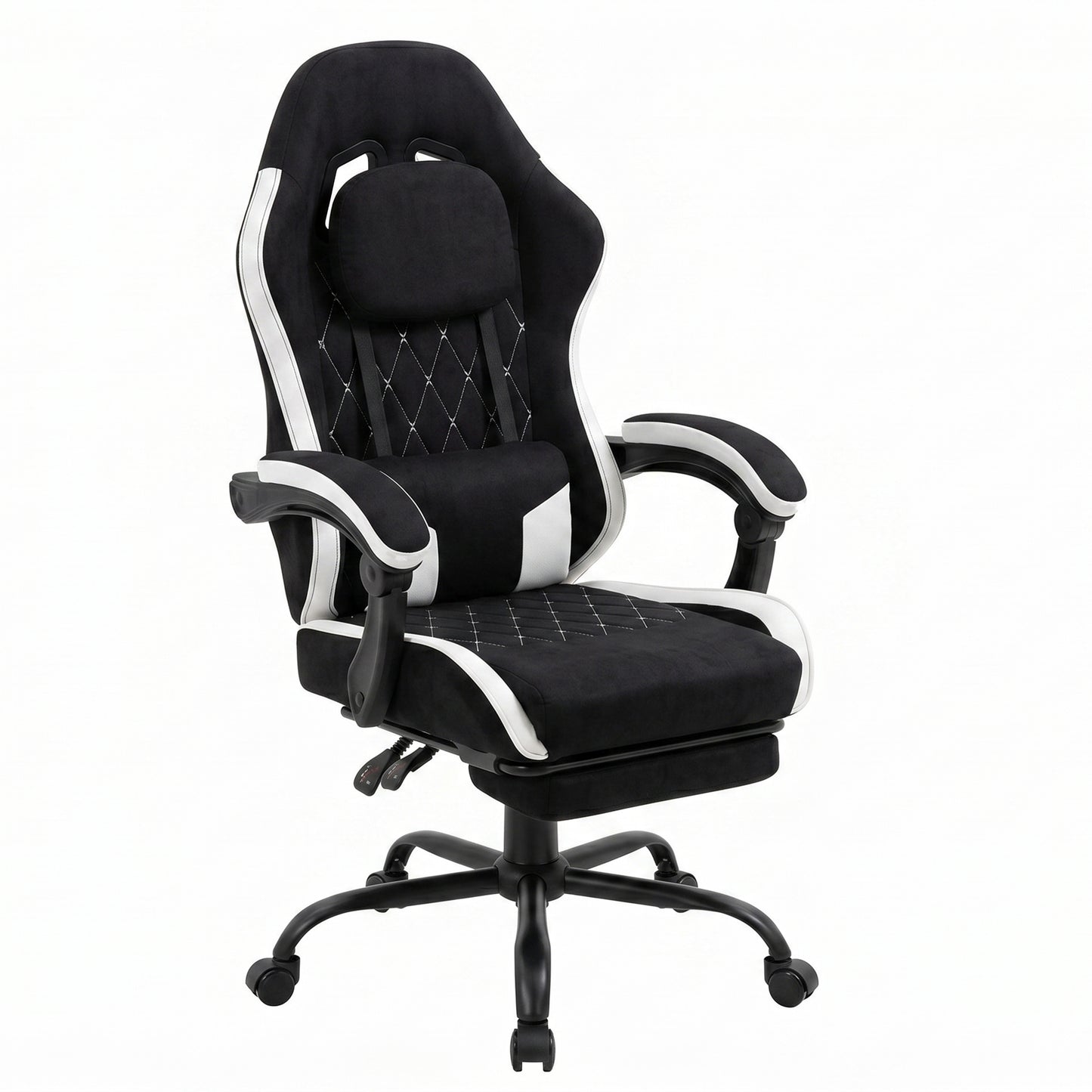 Walsunny Ergonomic Gaming Chair with Massage Lumbar Support, High-Back Office Chair with Breathable Fabric and Adjustable Neck Pillow & Footrest, Reclining Gaming Chair