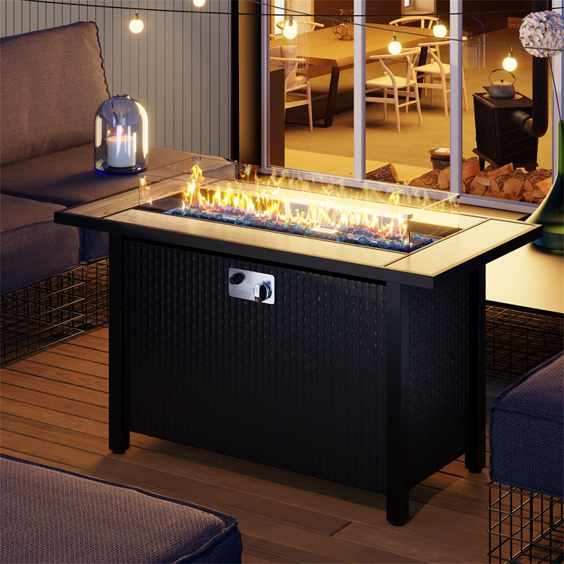Walsunny 45" Propane Fire Pit Table 50,000 BTU Steel Gas Fire Pit