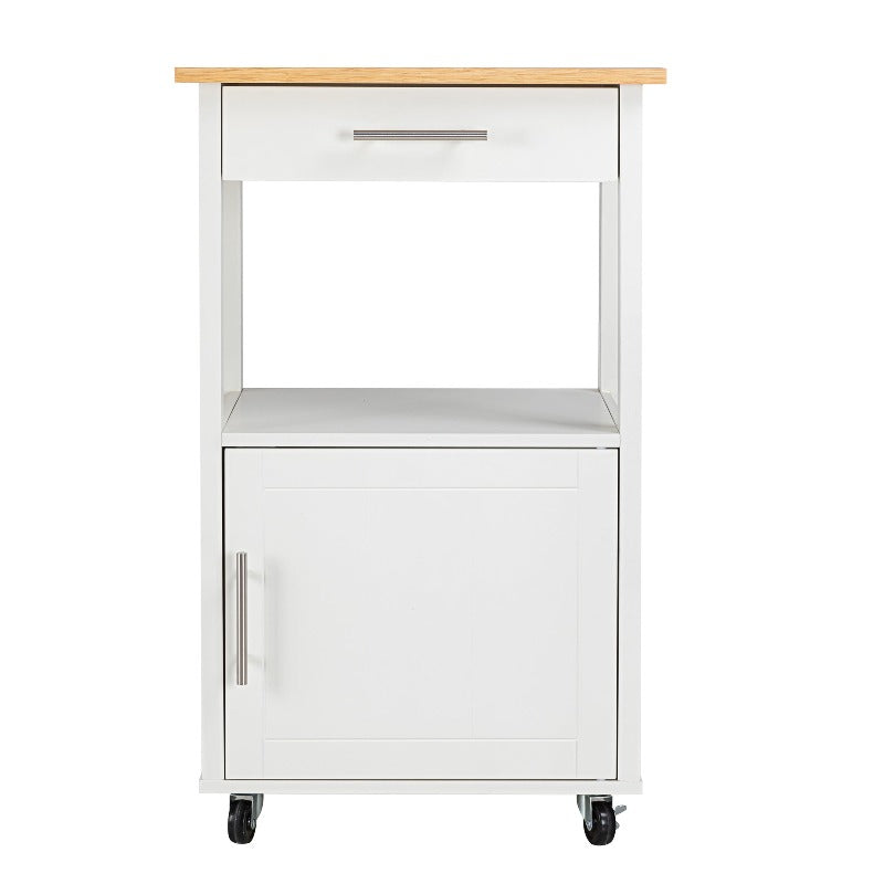 Walsunny 21.65‘’ Rolling Kitchen Island With Solid Wood Top#color_white