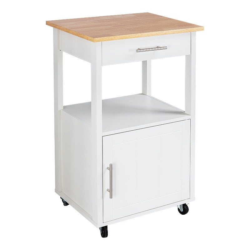 Walsunny 21.65‘’ Rolling Kitchen Island With Solid Wood Top#color_white