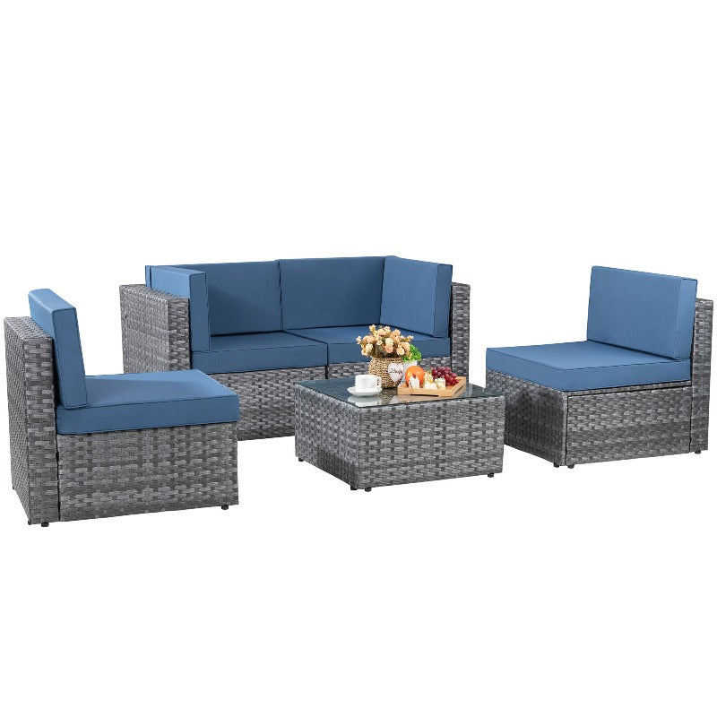 Walsunny Patio Furniture 5 Pieces Outdoor Sectional Sofas