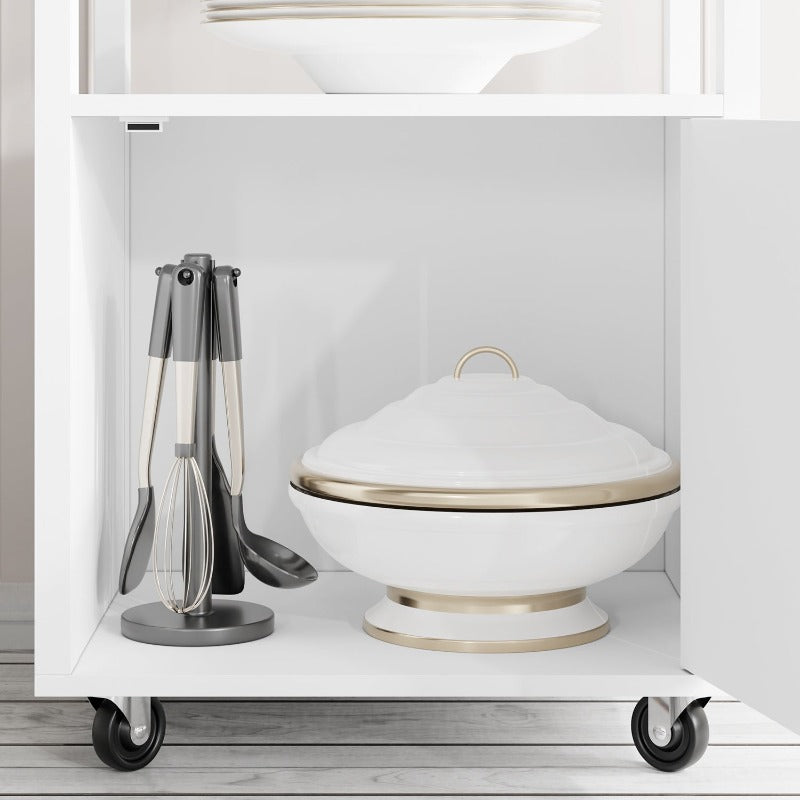 Walsunny 21.65‘’ Rolling Kitchen Island With Solid Wood Top#color_white