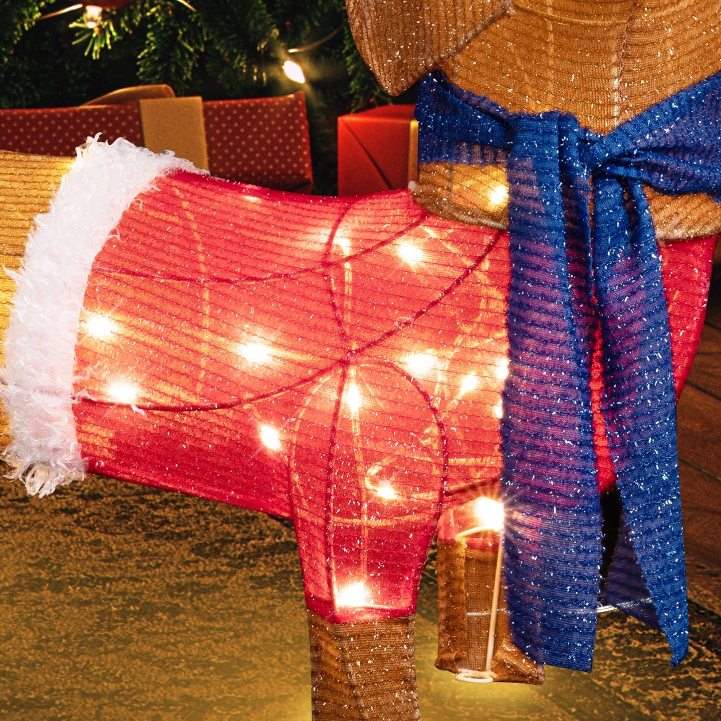 Walsunny LED Lighted Christmas Tinsel Wiener Dog, Yard Lights