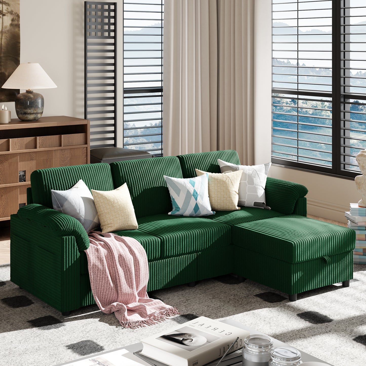 Walsunny 3 Seat L-Shaped 79" Convertible Sectional Sofa Couch  with Removable Pillows