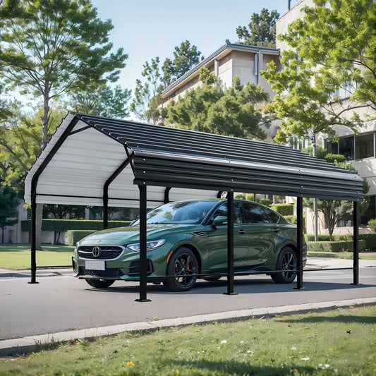 Walsunny 12X15 ft Carport Heavy Duty Carport Canopy with Galvanized Steel Roof and Frame Metal Carport Upgraded Extra Large Garage
