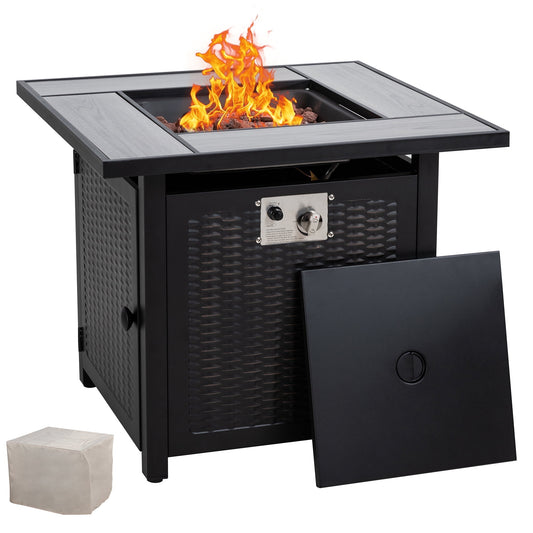 Walsunny 30" Propane Gas Fire Pit Table 40,000 BTU Square Outdoor Black