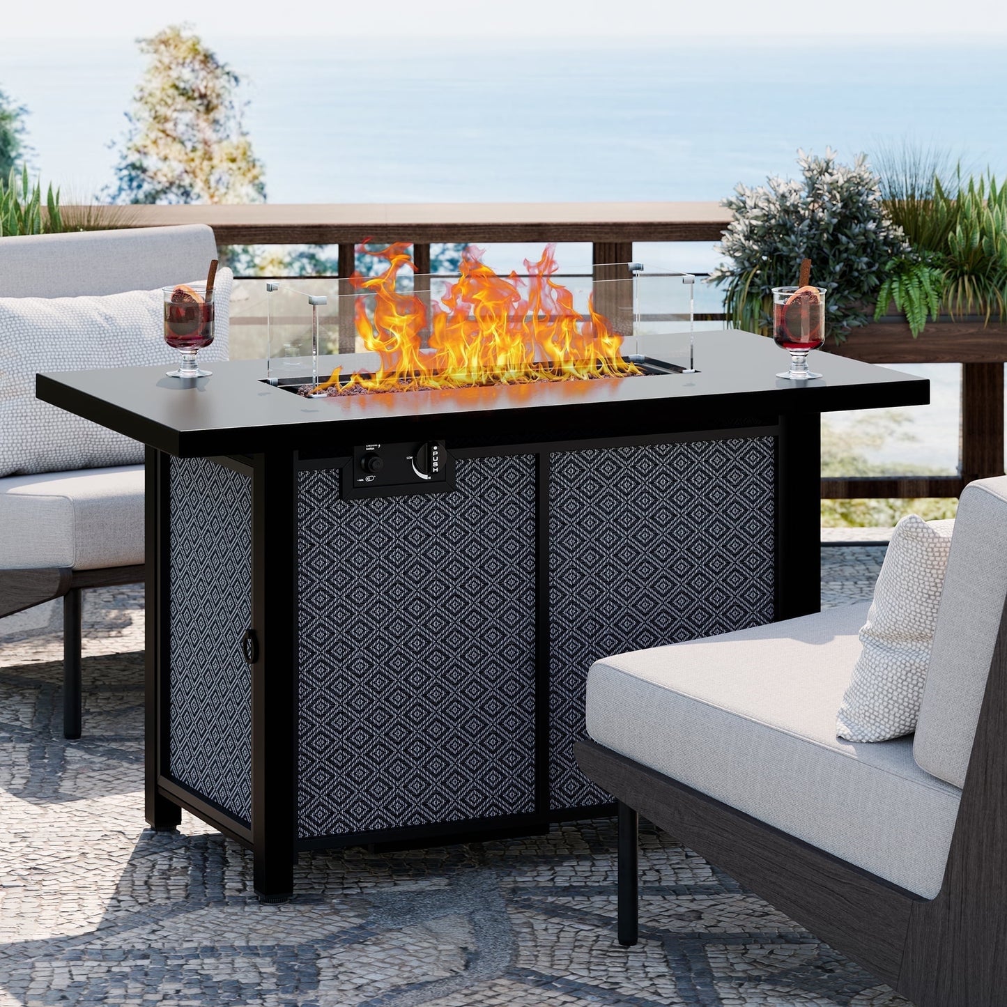 Walsunny 50,000 BTU Patio Metal Gas Square Fire Pit Table