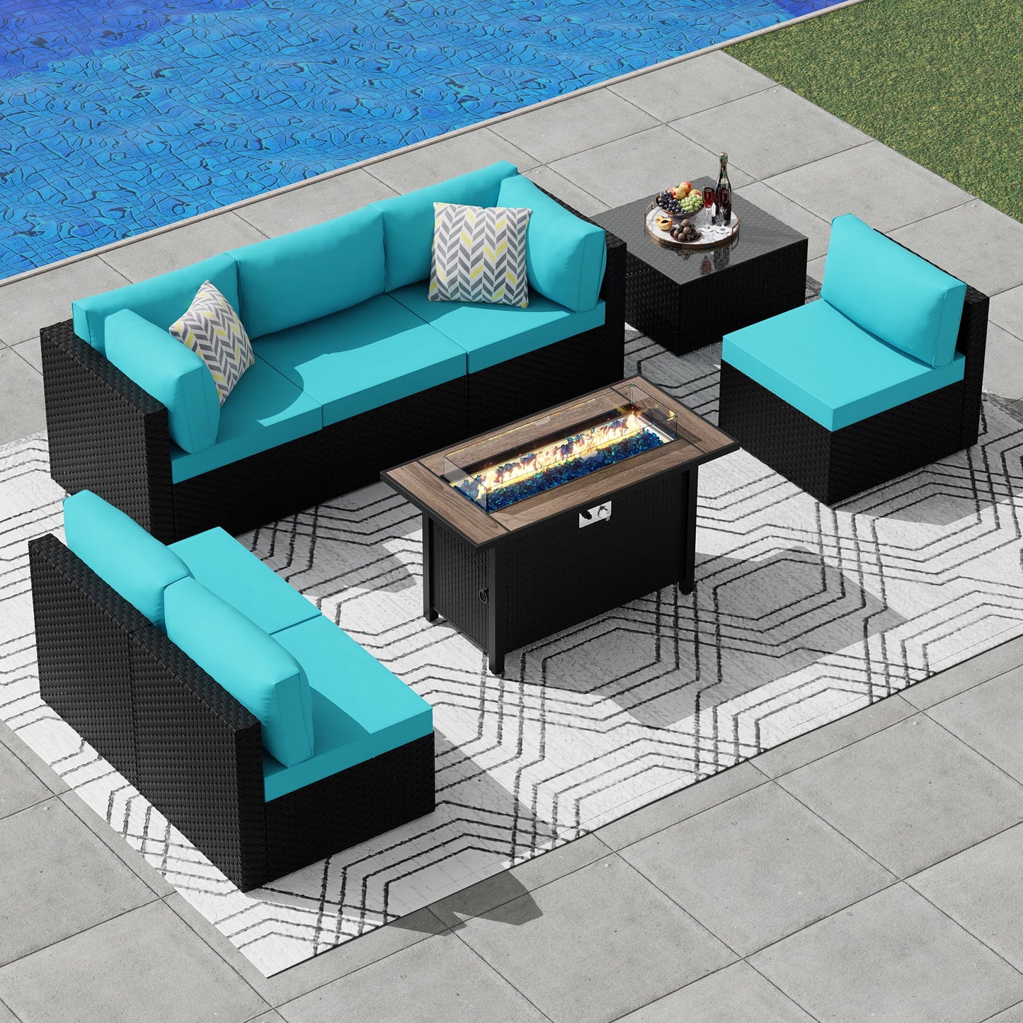 Walsunny 45" Propane Fire Pit Table 50,000 BTU Steel Gas Fire Pit