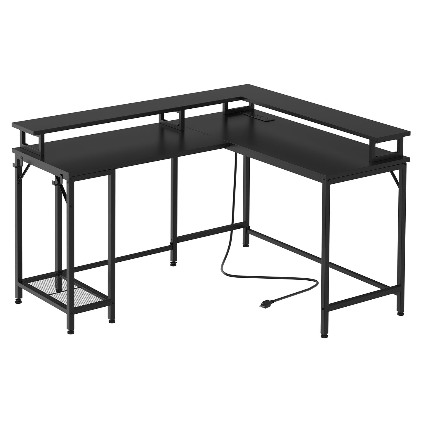 Walsunny 82"L Shaped Gaming Desk, Home Office Desk with Monitor Stand, Reversible Working Computer De