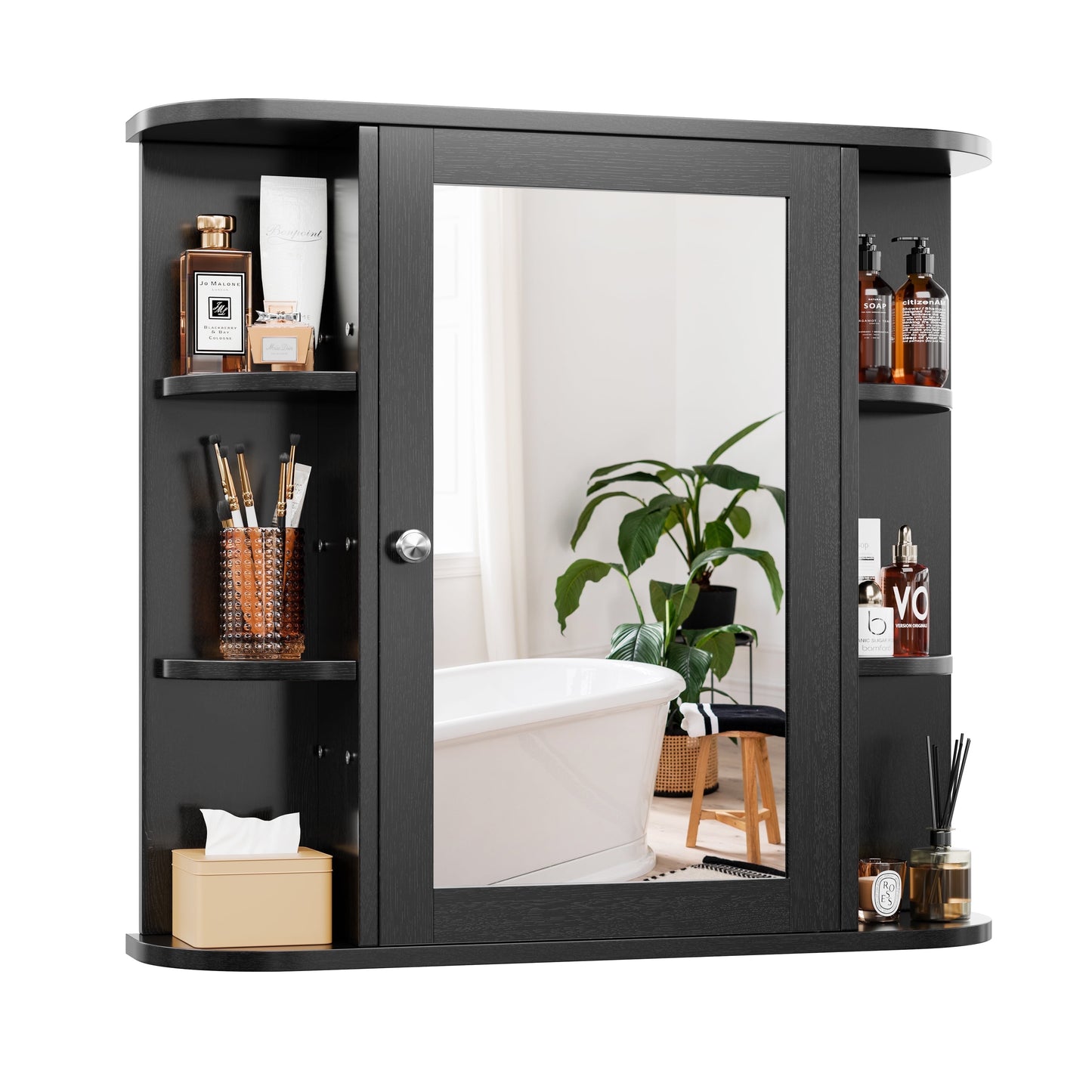 Walsunny Bathroom Medicine Cabinet, Wall-Mounted or Floor-Standing Storage Cabinet with Mirror Doors and Huge Space, Suitable for Kitchens, Dining Room