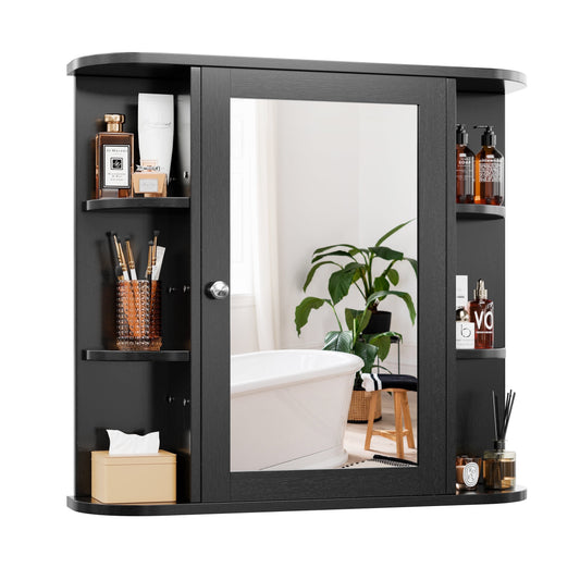 Walsunny Bathroom Medicine Cabinet, Wall-Mounted or Floor-Standing Storage Cabinet with Mirror Doors and Huge Space, Suitable for Kitchens, Dining Room