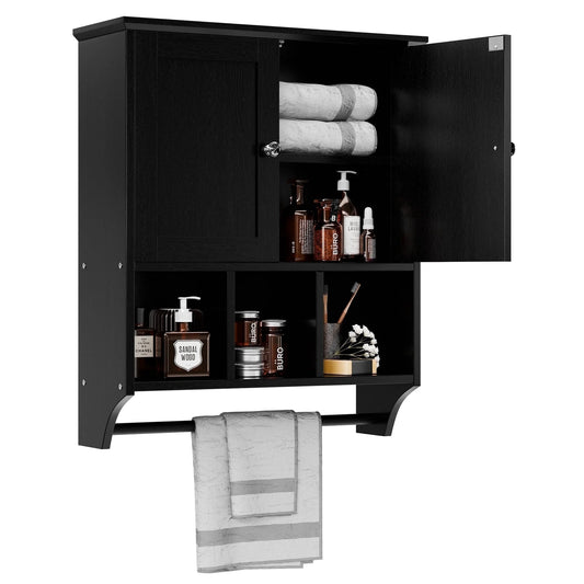 Walsunny Bathroom Medicine Cabinet, Wall Storage Cabinet, Steel Pipe Rack for Hanging Towels and Kitchen Utensils, Suitable for Storing Cosmetics