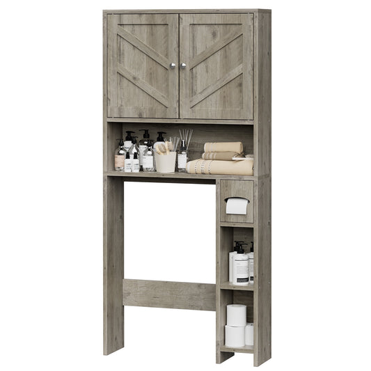 Walsunny Bathroom Storage Cabinet Over the Toilet Storage Organizers and Storage Barn Door Spacesaver Bathroom Gray