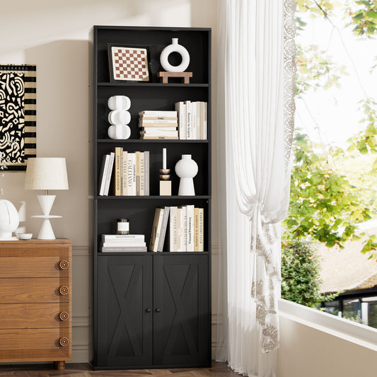 Walsunny Bookshelf Bookcase with Doors