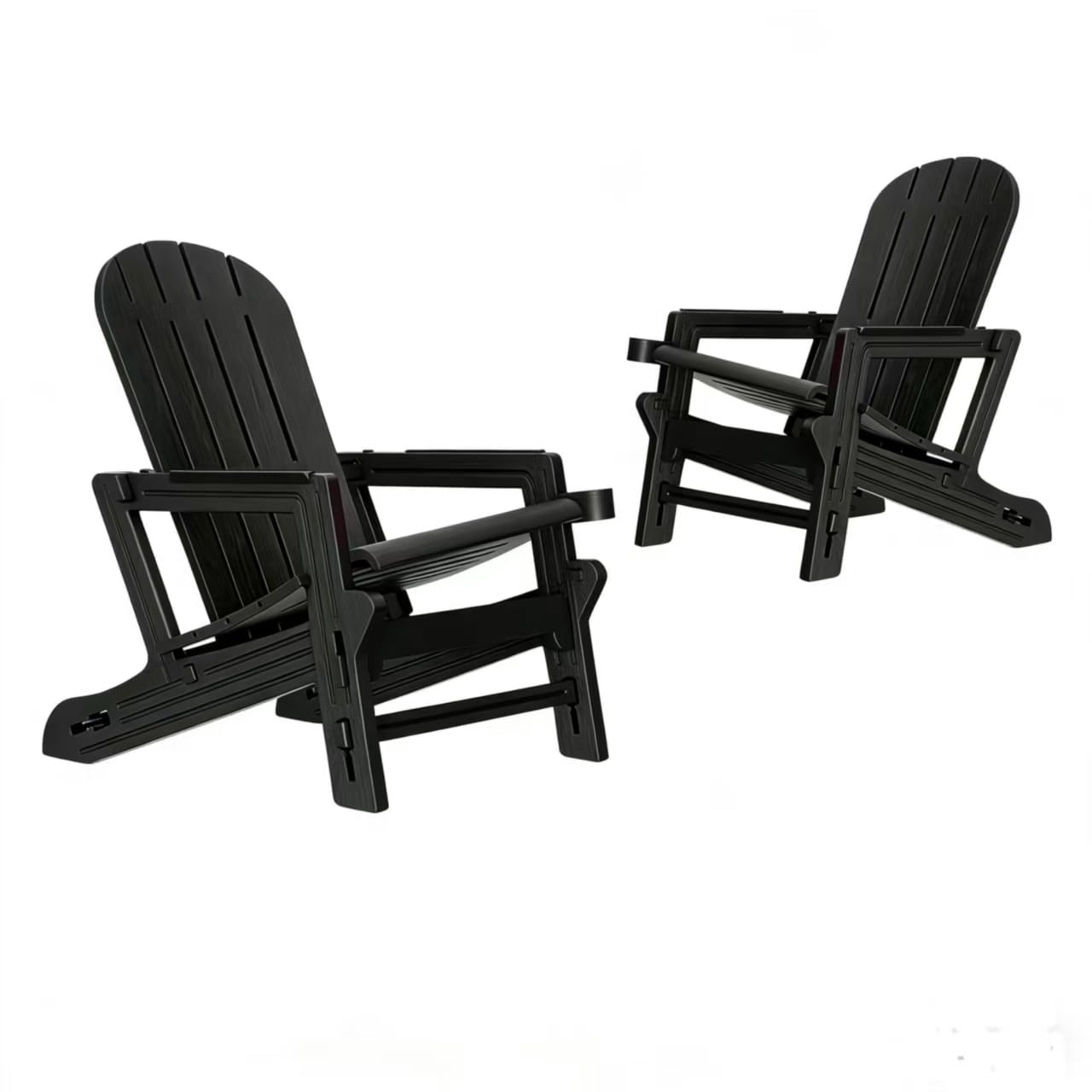 Walsunny Folding HDPE Adirondack Chair, All-Weather Outdoor Fir Pit Chairs with Dual Cup Holders for Outdoor Patio Garden Backyard,Black