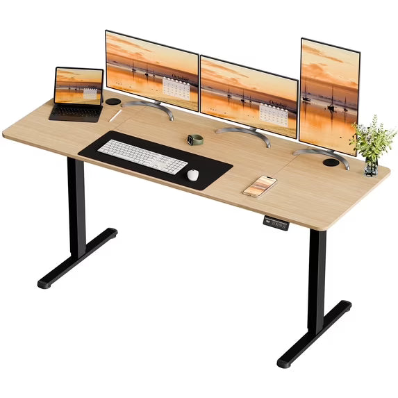 Walsunny Electric Standing Desk, Height Adjustable Desk 71" x 32" Ergonomic Stand Up Desk with Electric Lift & Memory Preset for Home Office, Black