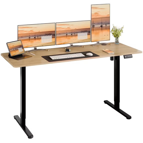 Walsunny Electric Standing Desk, Height Adjustable Desk 71" x 32" Ergonomic Stand Up Desk with Electric Lift & Memory Preset for Home Office, Black