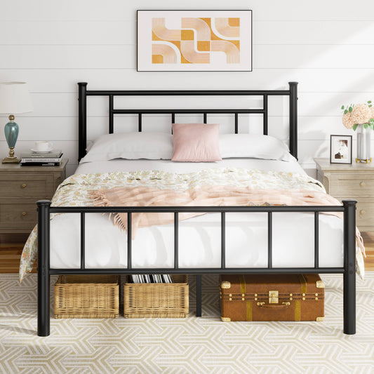 Walsunny Full Bed Frame with Headboard and Footboard, No Box Spring Needed, Easy Assembly Anti-Slip Support