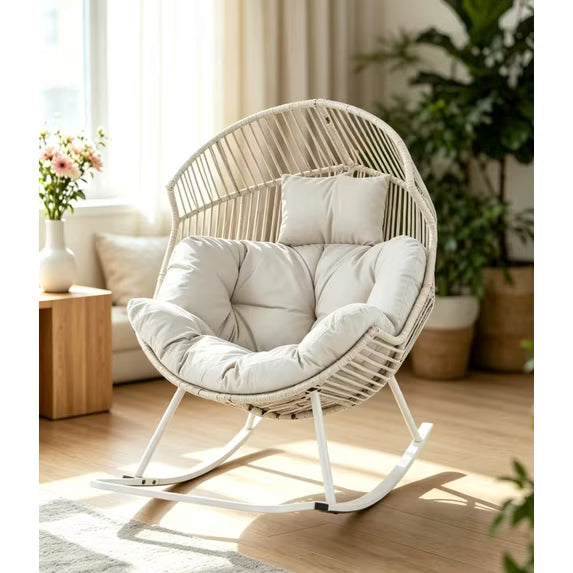 Walsunny Egg Chair Outdoor Patio Chair,Oversized Lounger Chair with Cushion Egg Basket Chair for Indoor Outside Balcony Backyard