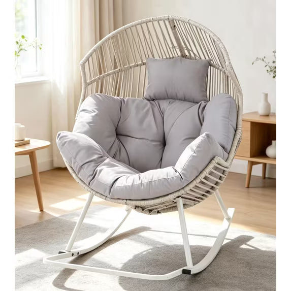 Walsunny Egg Chair Outdoor Patio Chair,Oversized Lounger Chair with Cushion Egg Basket Chair for Indoor Outside Balcony Backyard