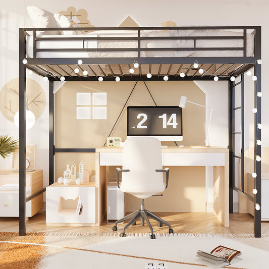 Walsunny Twin Loft Bed, Sturdy Steel Frame Bed with Huge Under Space Bed for Kids Student Bedroom Loft Dormitory